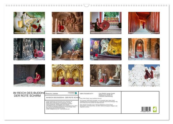 Produktbild: IM REICH DES BUDDHA - DER ROTE SCHIRM (Wandkalender 2027 DIN A2 quer), CALVENDO Monatskalender