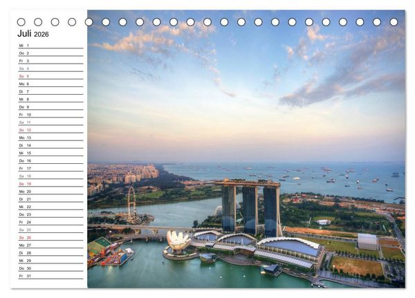Produktbild: Singapur Stadt der Skylines (Tischkalender 2026 DIN A5 quer), CALVENDO Monatskalender