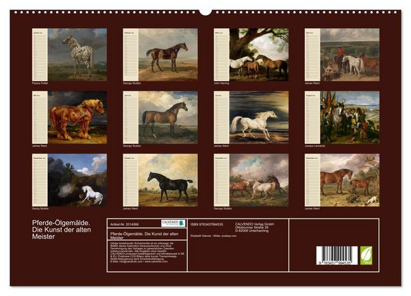 Produktbild: Pferde-&Ouml;lgem&auml;lde. Die Kunst der alten Meister (hochwertiger Premium Wandkalender 2026 DIN A2 quer), Kunstdruck in Hochglanz
