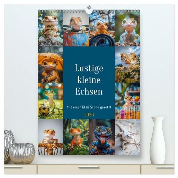 Produktbild: Lustige kleine Echsen (hochwertiger Premium Wandkalender 2026 DIN A2 hoch), Kunstdruck in Hochglanz