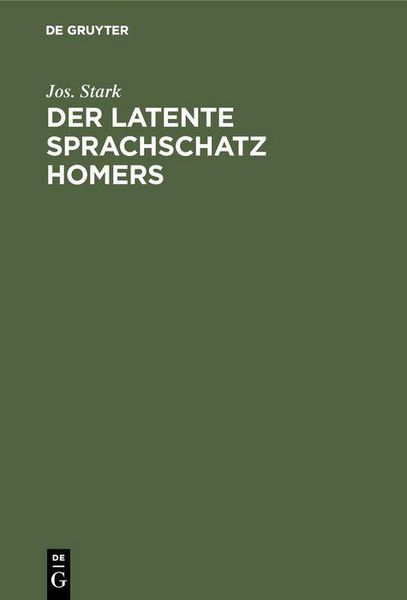 Produktbild: Der latente Sprachschatz Homers