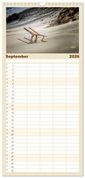 Produktbild: Familienplaner 2026 - Nordsee-D&uuml;nen mit 5 Spalten (Wandkalender, 21 x 45 cm) CALVENDO
