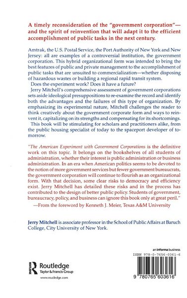Produktbild: The American Experiment with Government Corporations