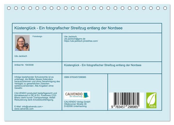 Produktbild: K&uuml;stengl&uuml;ck - Ein fotografischer Streifzug entlang der Nordsee (Tischkalender 2026 DIN A5 quer), CALVENDO Monatskalender