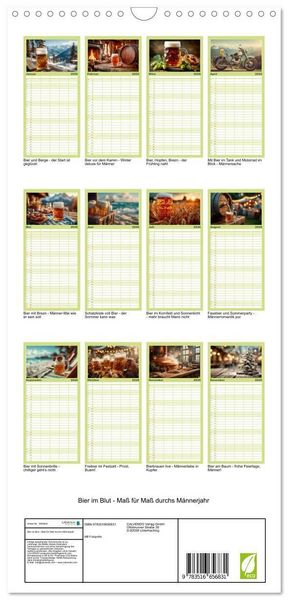 Produktbild: Familienplaner 2026 - Bier im Blut - Ma&szlig; f&uuml;r Ma&szlig; durchs M&auml;nnerjahr mit 5 Spalten (Wandkalender, 21 x 45 cm) CALVENDO