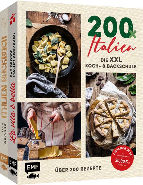 200 x Italien – Die XXL Koch- und Backschule, Gebundene Ausgabe von Svenja Mattner-Shahi,Britta Welzer,Andrea Menichelli, Edition Michael Fischer /