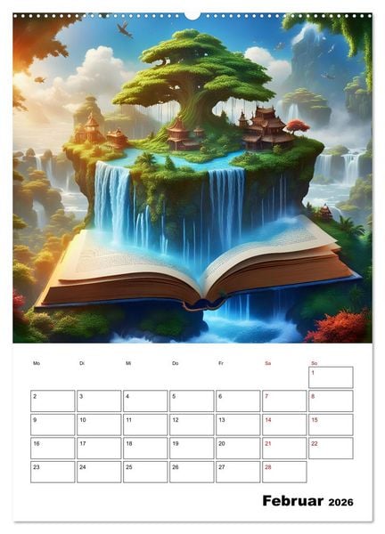 Produktbild: Magische surreale Buchwelten (Wandkalender 2026 DIN A2 hoch), CALVENDO Monatskalender