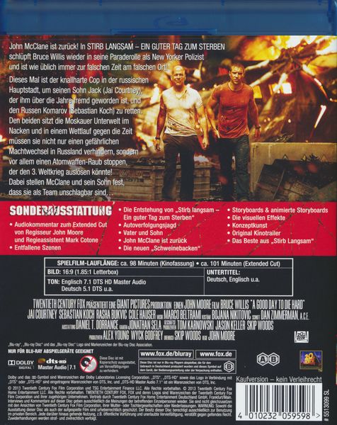 Stirb Langsam 5 - Ein guter Tag zum Sterben (Blu-ray) [Enthält Kinofassung + Extended Cut]