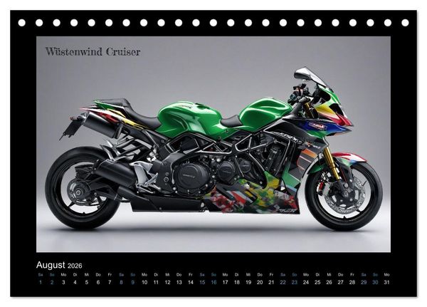 Produktbild: Verr&uuml;ckte 2-Rad Fantasien einer KI (Tischkalender 2026 DIN A5 quer), CALVENDO Monatskalender