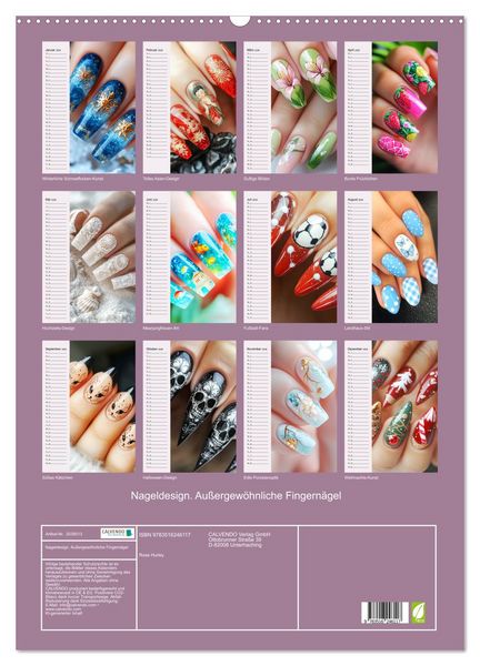Produktbild: Nageldesign. Au&szlig;ergew&ouml;hnliche Fingern&auml;gel (Wandkalender 2026 DIN A2 hoch), CALVENDO Monatskalender