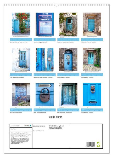 Produktbild: Blaue T&uuml;ren (Wandkalender 2026 DIN A2 hoch), CALVENDO Monatskalender