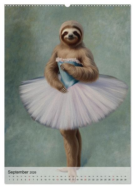 Produktbild: Sloth Art Originals ... eine faultierlangsame Reise durch die Kunstgeschichte (Wandkalender 2026 DIN A2 hoch), CALVENDO Monatskalender