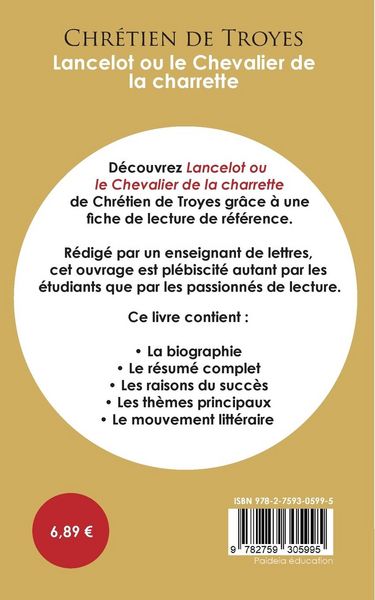 Produktbild: Fiche de lecture Lancelot ou le Chevalier de la charrette (&Eacute;tude int&eacute;grale)