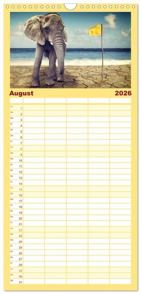 Produktbild: Familienplaner 2026 - Elefanten - Portraits der besonderen Art mit 5 Spalten (Wandkalender, 21 x 45 cm) CALVENDO