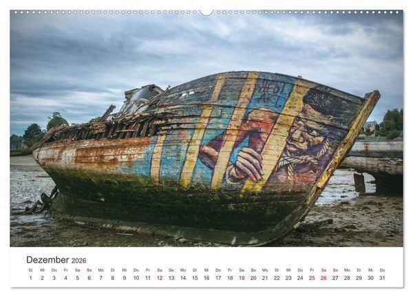 Produktbild: Gestrandet - Schiffswracks in der Bretagne (Wandkalender 2026 DIN A2 quer), CALVENDO Monatskalender