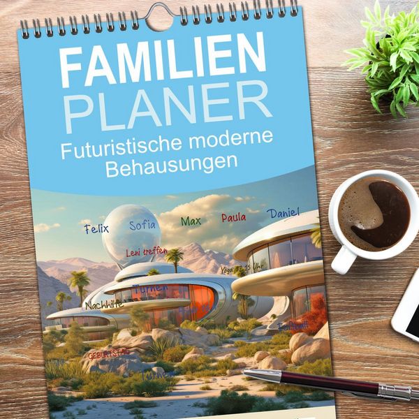 Produktbild: Familienplaner 2026 - Futuristische moderne Behausungen mit 5 Spalten (Wandkalender, 21 x 45 cm) CALVENDO