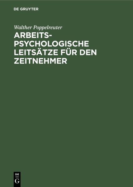 Produktbild: Arbeitspsychologische Leits&auml;tze f&uuml;r den Zeitnehmer