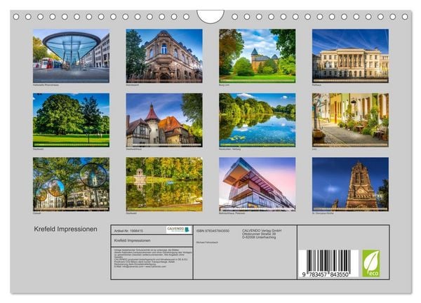 Produktbild: Krefeld Impressionen (Wandkalender 2026 DIN A4 quer), CALVENDO Monatskalender