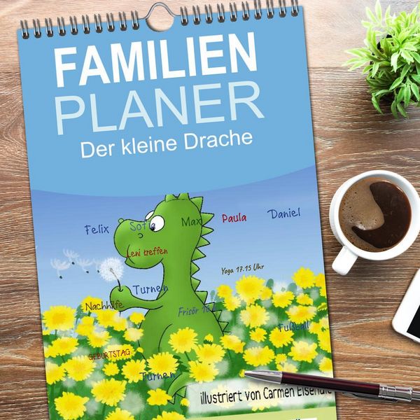 Produktbild: Familienplaner 2026 - Der kleine Drache mit 5 Spalten (Wandkalender, 21 x 45 cm) CALVENDO
