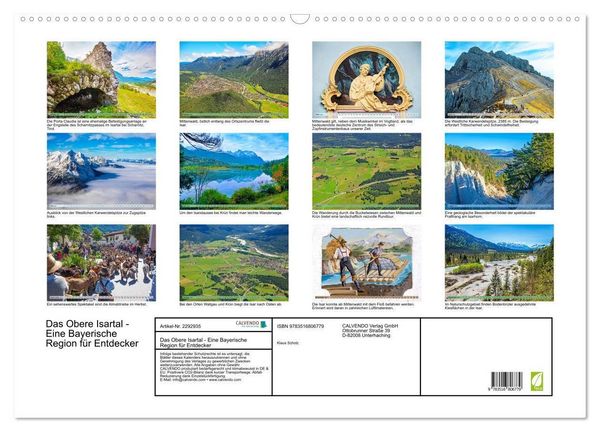 Produktbild: Das Obere Isartal - Eine Bayerische Region f&uuml;r Entdecker (Wandkalender 2027 DIN A2 quer), CALVENDO Monatskalender
