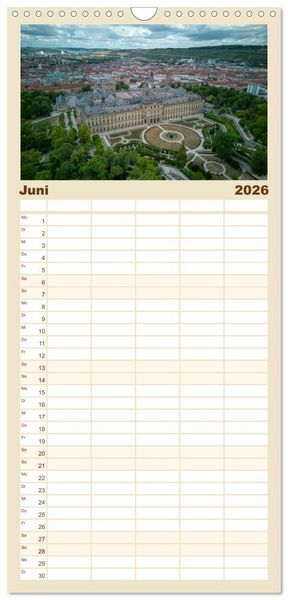 Produktbild: Familienplaner 2026 - &Auml;stehtik von oben mit 5 Spalten (Wandkalender, 21 x 45 cm) CALVENDO