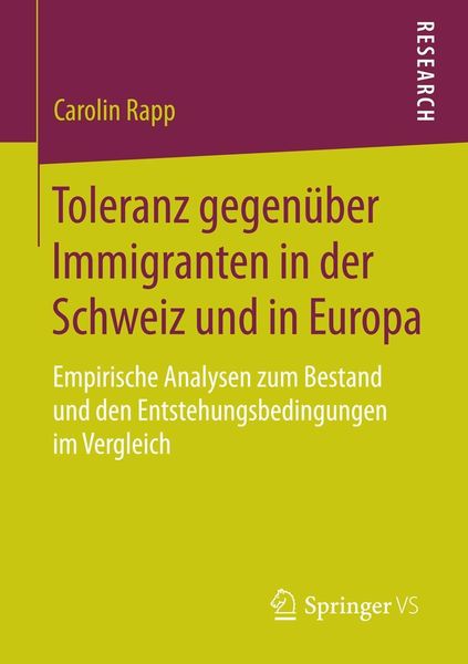 Produktbild: Toleranz gegen&uuml;ber Immigranten in der Schweiz und in Europa