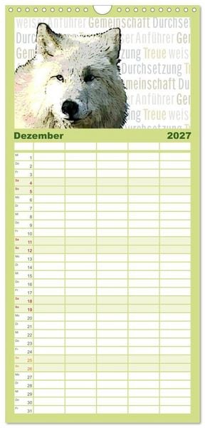 Produktbild: Familienplaner 2027 - Mein wildes Krafttier voller Achtsamkeit mit 5 Spalten (Wandkalender, 21 x 45 cm) CALVENDO
