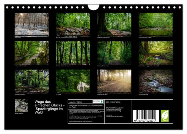 Produktbild: Wege des einfachen Gl&uuml;cks - Spazierg&auml;nge im Wald (Wandkalender 2026 DIN A4 quer), CALVENDO Monatskalender