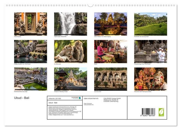 Produktbild: Ubud - Bali (hochwertiger Premium Wandkalender 2026 DIN A2 quer), Kunstdruck in Hochglanz