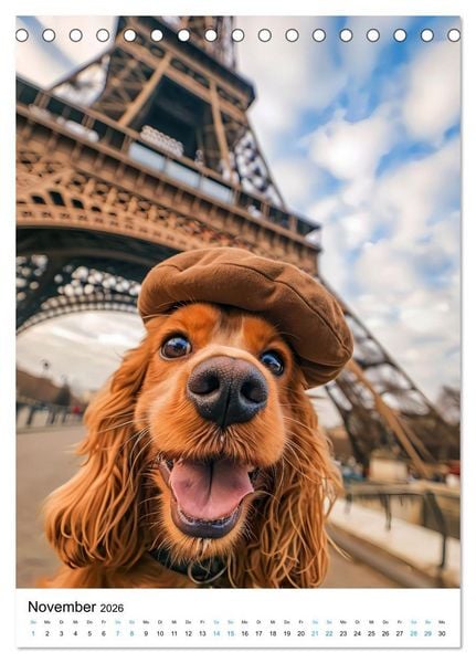 Produktbild: Cavalier King Charles Spaniel - Lustige Weltenreise im Selfie-Modus (Tischkalender 2026 DIN A5 hoch), CALVENDO Monatskalender