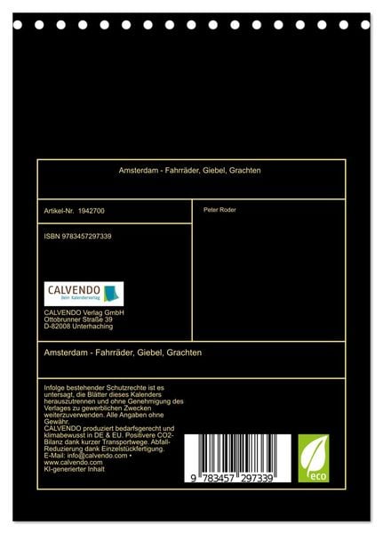 Produktbild: Amsterdam - Fahrr&auml;der, Giebel, Grachten (Tischkalender 2026 DIN A5 hoch), CALVENDO Monatskalender