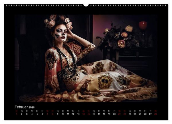 Produktbild: Festliche Dia de Muertos Portr&auml;ts (hochwertiger Premium Wandkalender 2026 DIN A2 quer), Kunstdruck in Hochglanz