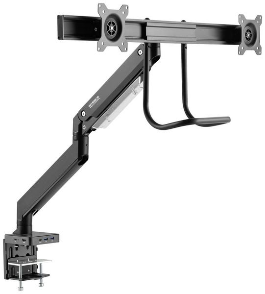 Produktbild: SpeaKa Professional Monitor-Tischhalterung SP-MM-820 2 Display(s) 43,2 cm (17") - 81,3 cm (32") Matt Schwarz Schwenkbar, Neigbar