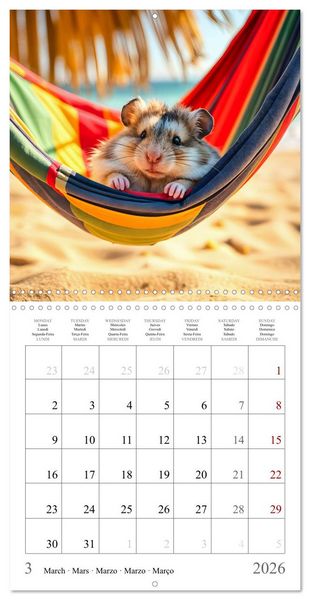 Produktbild: On holiday with AI hamsters (Wall Calendar 2026 12 &times; 12 Inch) CALVENDO 12 Month Wall Calendar