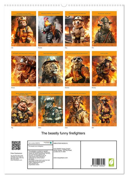 Produktbild: The beastly funny firefighters (High Quality Premium Wall Calendar 2026 DIN A2 portrait),CALVENDO 12 Month Wall Calendar