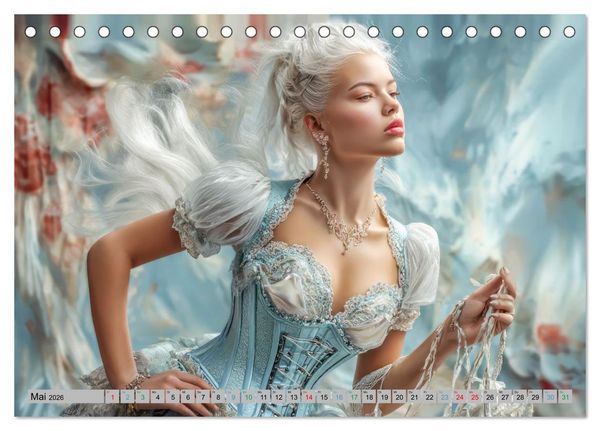 Produktbild: Frauen und Korsetts - Malerische Werke (Tischkalender 2026 DIN A5 quer), CALVENDO Monatskalender