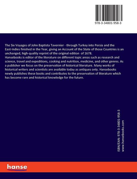 Produktbild: The Six Voyages of John Baptista Tavernier