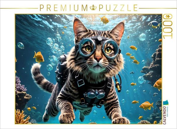 Produktbild: CALVENDO Puzzle Erfahrene Tauchkatze in tropischer Unterwasserwelt | 1000 Teile Lege-Gr&ouml;&szlig;e 64x48cm Foto-Puzzle f&uuml;r gl&uuml;ckliche Stunden
