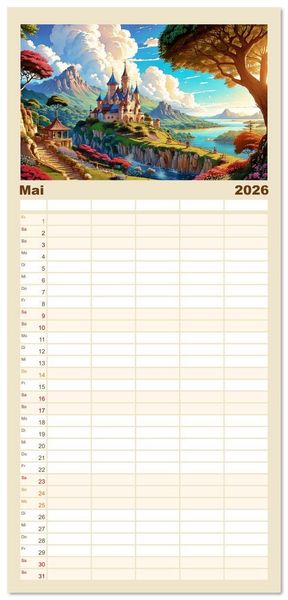 Produktbild: Familienplaner 2026 - Reise in einer M&auml;rchenwelt mit 5 Spalten (Wandkalender, 21 x 45 cm) CALVENDO