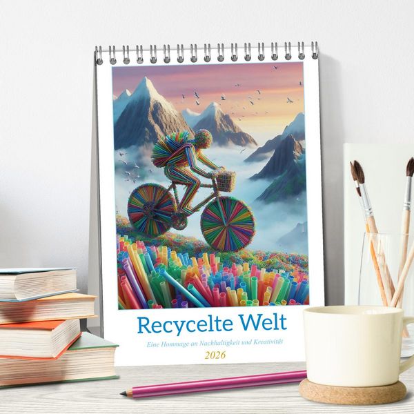 Produktbild: Recycelte Welt - Eine Hommage an Nachhaltigkeit und Kreativit&auml;t (Tischkalender 2026 DIN A5 hoch), CALVENDO Monatskalender