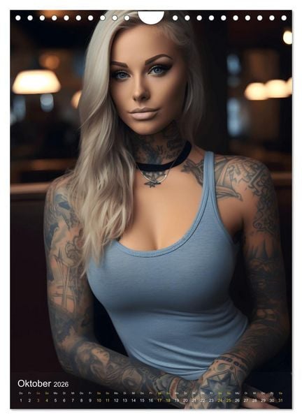Produktbild: Tattoo Sch&ouml;nheiten - zw&ouml;lf Monate, zw&ouml;lf Frauen und jede Menge Tattoos (Wandkalender 2026 DIN A4 hoch), CALVENDO Monatskalender