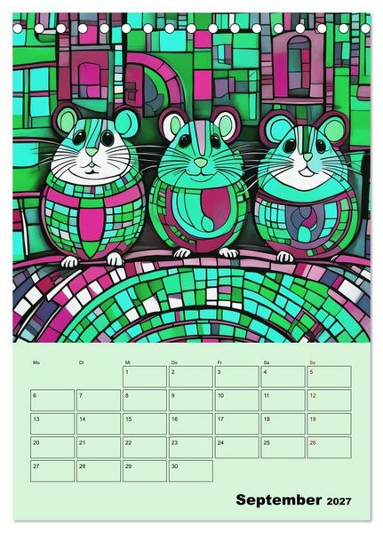 Produktbild: Farbenfrohe Tiermalerei (Tischkalender 2027 DIN A5 hoch), CALVENDO Monatskalender