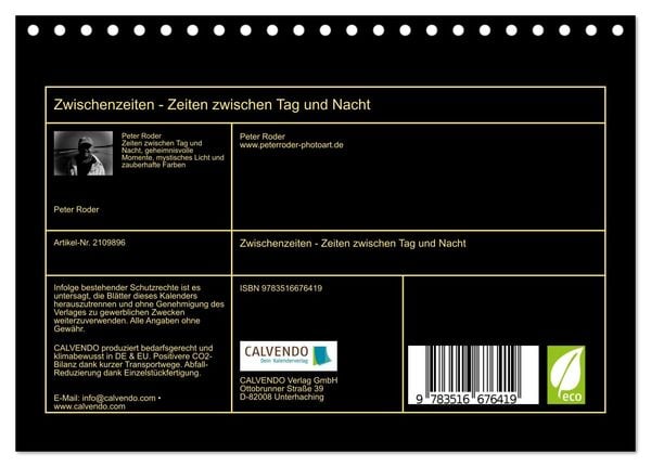 Produktbild: Zwischenzeiten - Zeiten zwischen Tag und Nacht (Tischkalender 2026 DIN A5 quer), CALVENDO Monatskalender