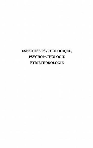 Produktbild: Expertise Psychologique, Psychopathologie Et Methodologie