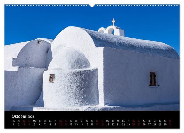 Produktbild: Santorini - K&ouml;nigin der Kykladen (hochwertiger Premium Wandkalender 2026 DIN A2 quer), Kunstdruck in Hochglanz