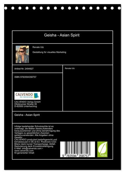 Produktbild: Geisha - Asian Spirit (Tischkalender 2027 DIN A5 hoch), CALVENDO Monatskalender