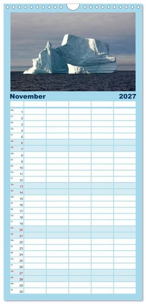 Produktbild: Familienplaner 2027 - EISIGE GIGANTEN in der DISKOBUCHT mit 5 Spalten (Wandkalender, 21 x 45 cm) CALVENDO