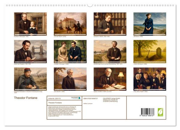 Produktbild: Theodor Fontane (hochwertiger Premium Wandkalender 2026 DIN A2 quer), Kunstdruck in Hochglanz