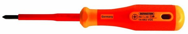 Produktbild: BERNSTEIN Tools for Electronics 14-683 VDE VDE Kreuzschlitz-Schraubendreher PH 2 Klingenl&auml;nge: 100 mm DIN EN 60900