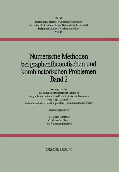 Produktbild: Numerische Methoden bei graphentheoretischen und kombinatorischen Problemen